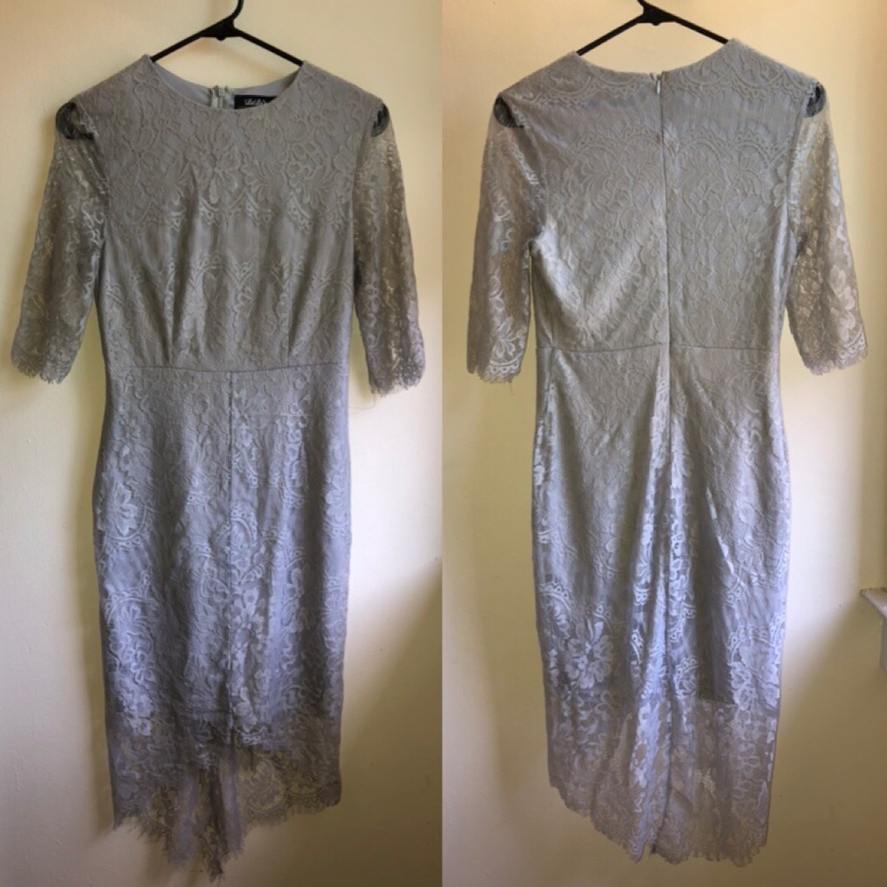 ❌SOLD❌ Lulu’s Angel Eyes Grey Lace Dress - Picture 7 of 7
